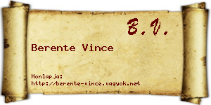 Berente Vince névjegykártya
